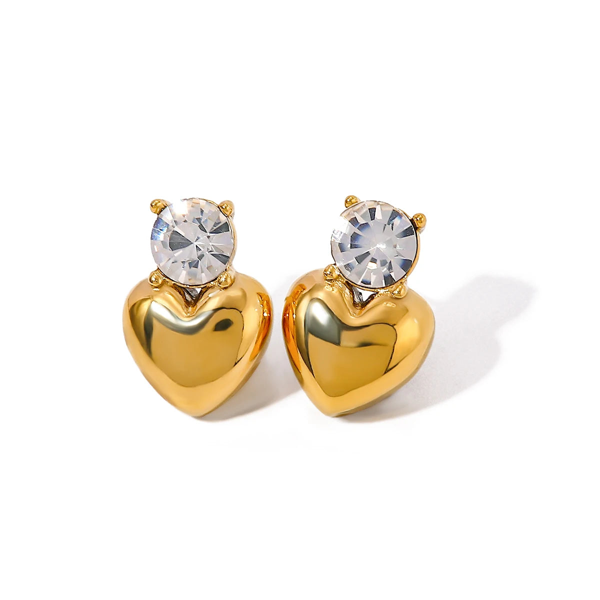 Gold Heart CZ Earrings