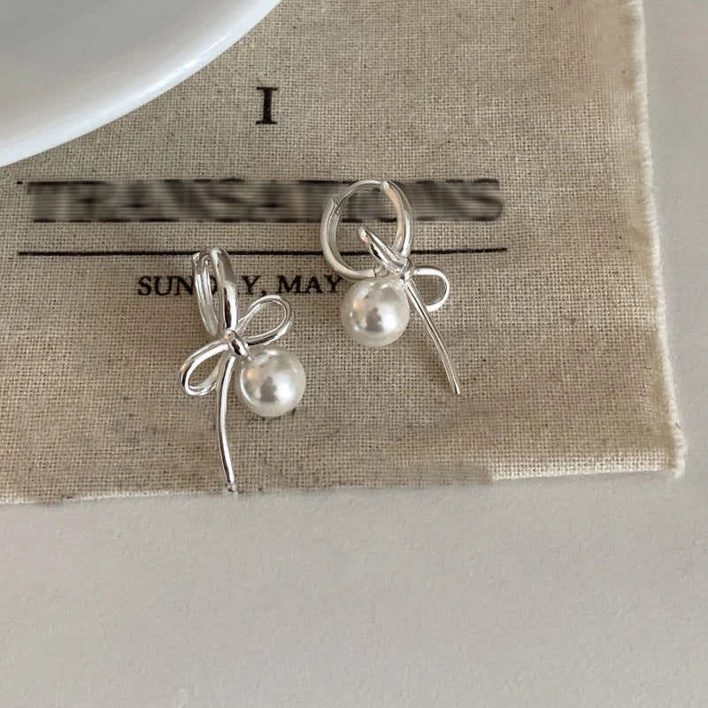 Bow Knot Pearl Earrings