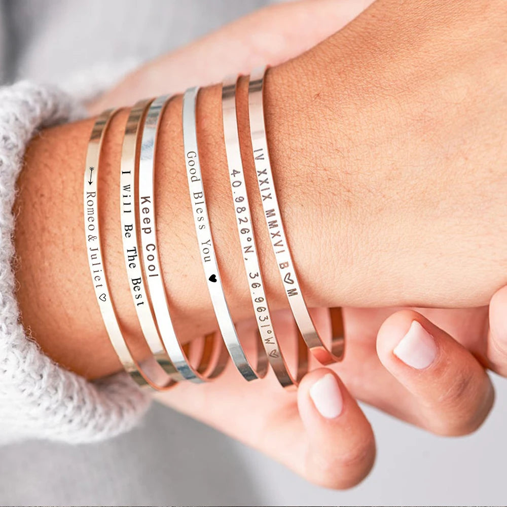 Gold Engraved Mantra Cuff Bracelet