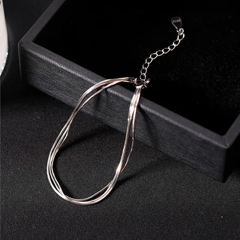 Three-Layer Blade Silver Bracelet