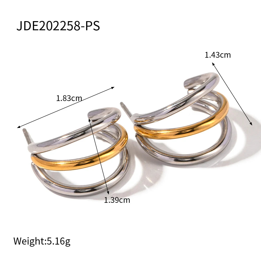 Three-Line Stud Earrings