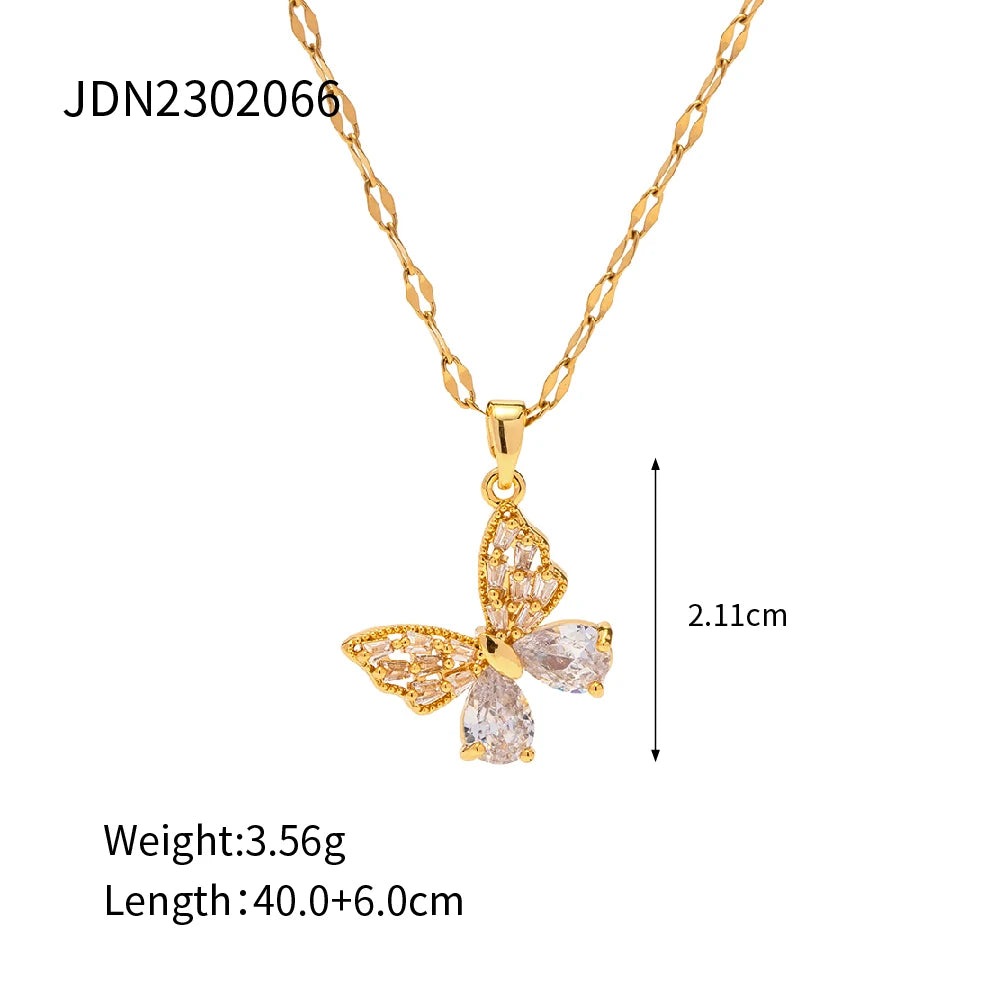 Gold Butterfly Zircon Necklace