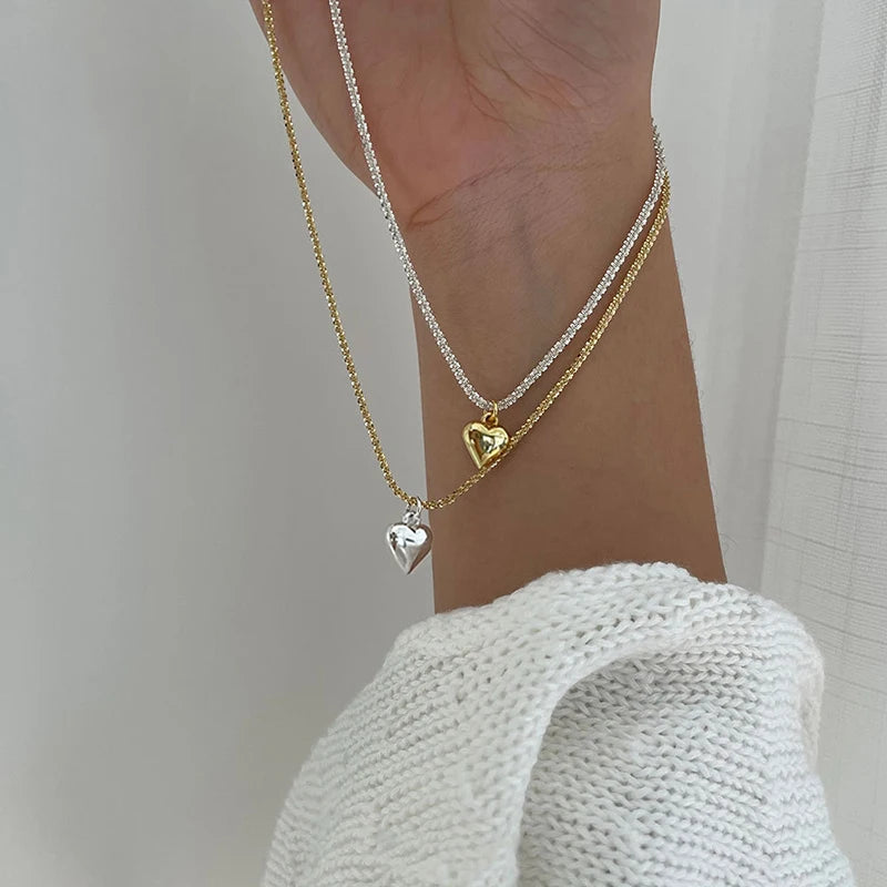 Heart Pendant Silver Choker