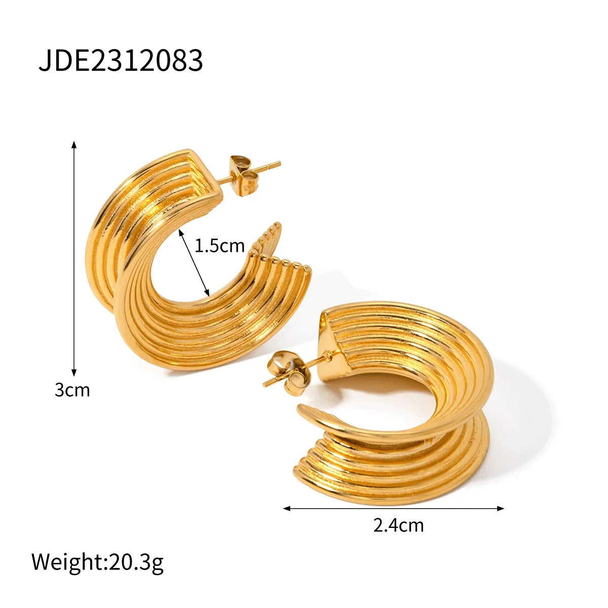 Gold Plated C-Shape Earrings