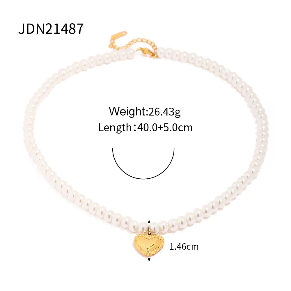 Luxury Glass Pearl Heart Necklace