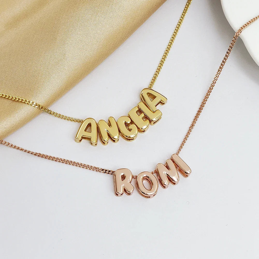 Gold Bubble Alphabet Necklace