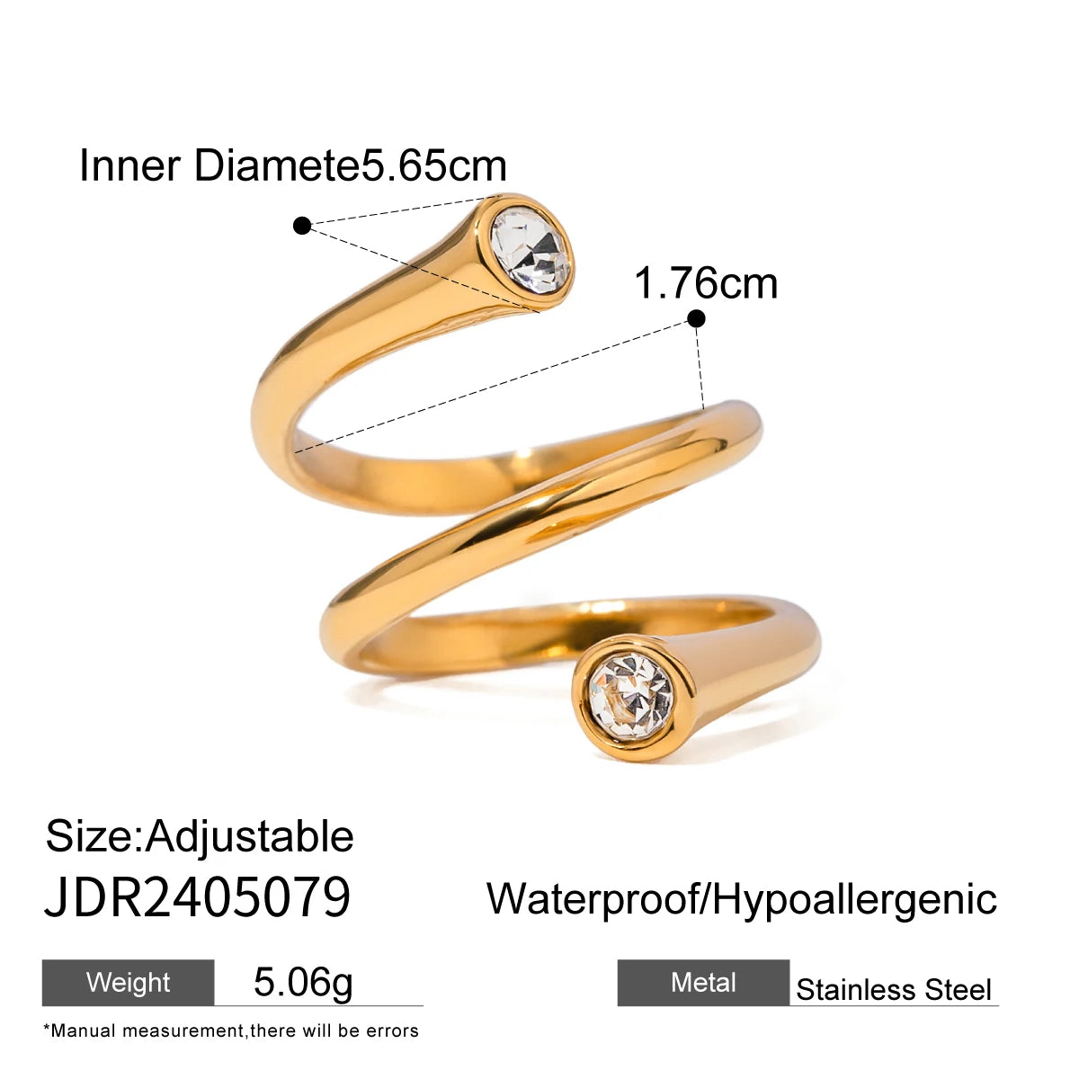 Asymmetrical Zirconia Open Ring