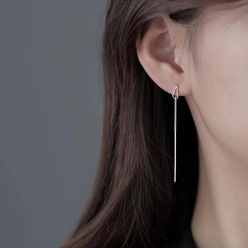 Silver Tassel Stud Earrings