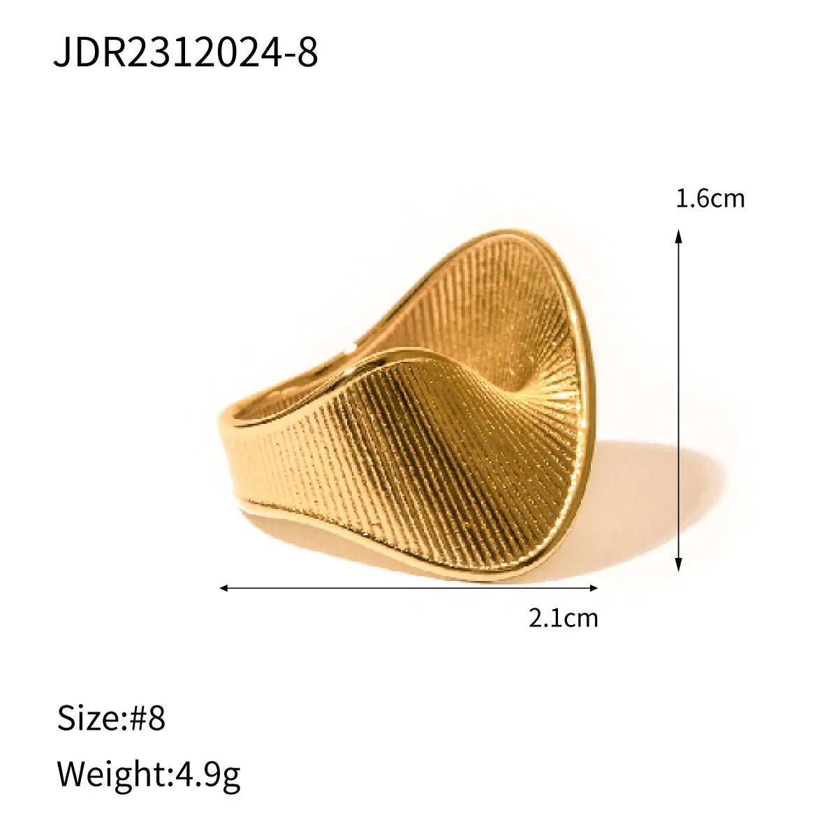 Textured Geometric Gold Ring