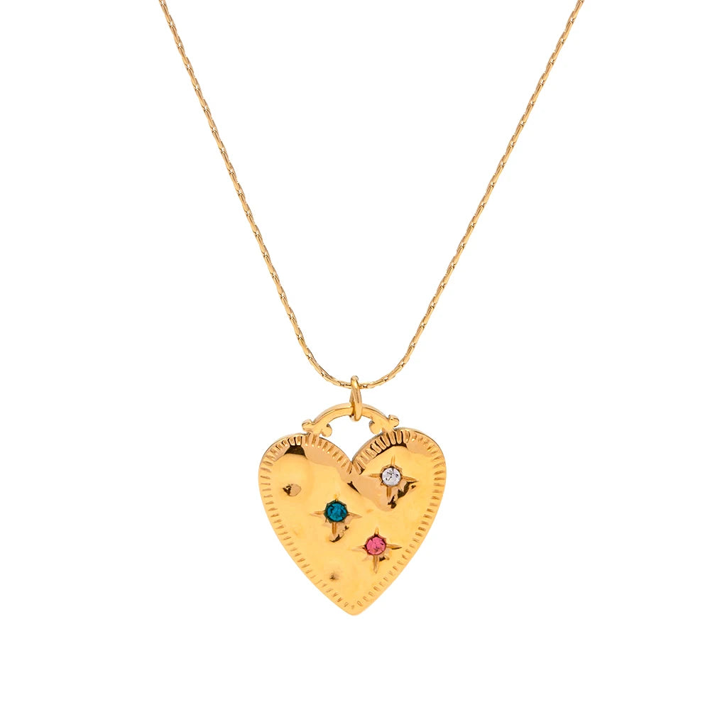 Colorful Heart Rhinestone Necklace
