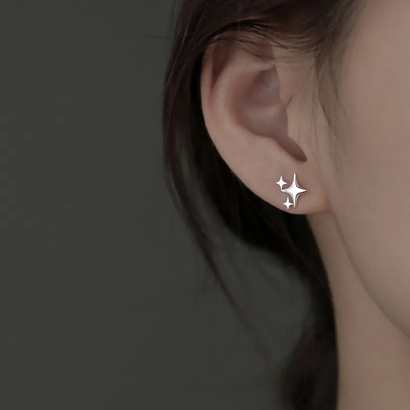 Gold Silver Star Stud Earrings
