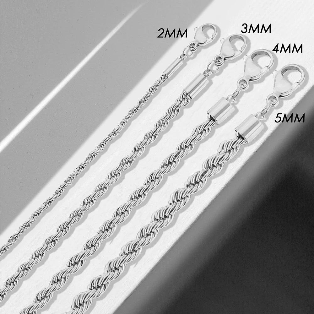 Silver Rope Chain Necklace