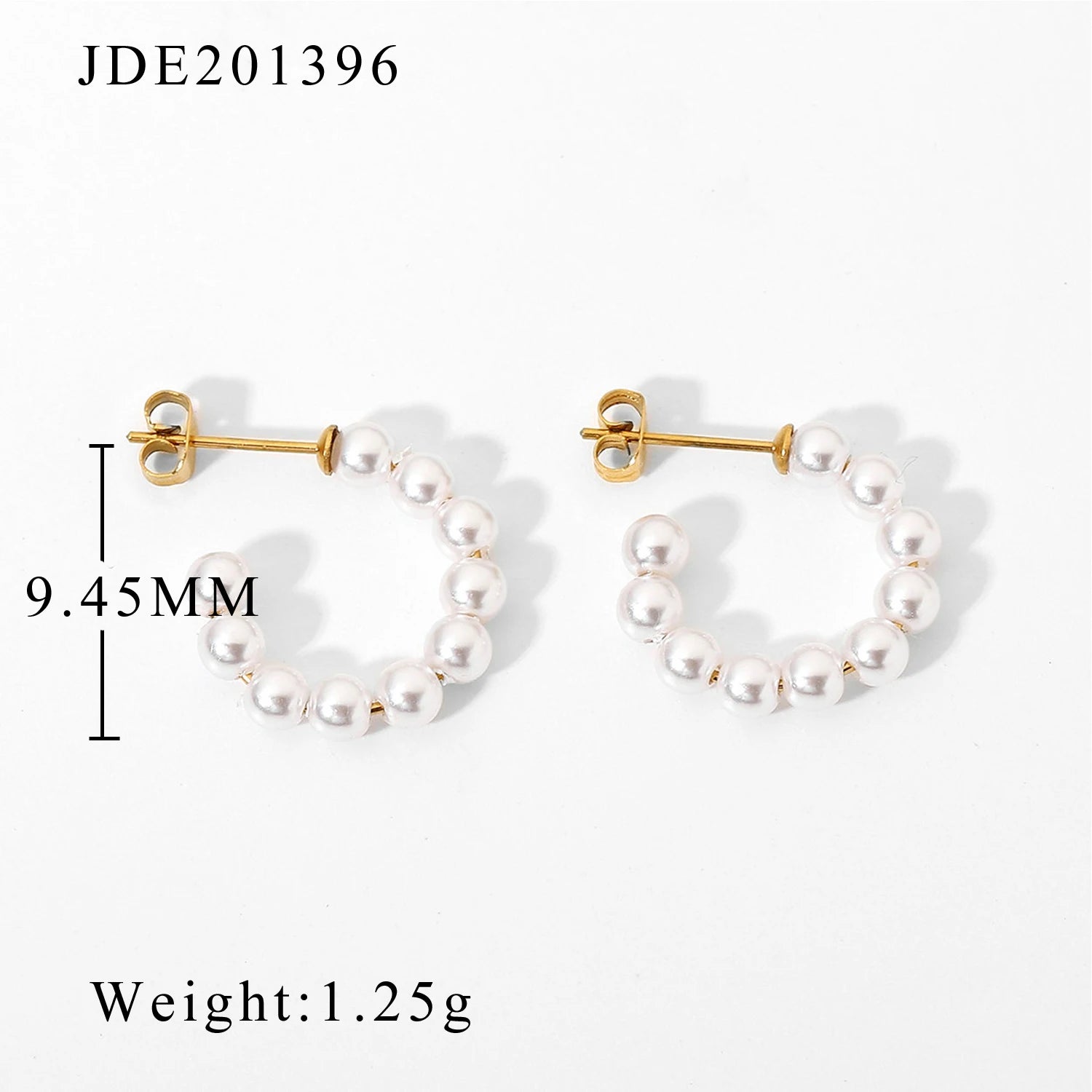 Pearl C-Shaped Hoop Earrings