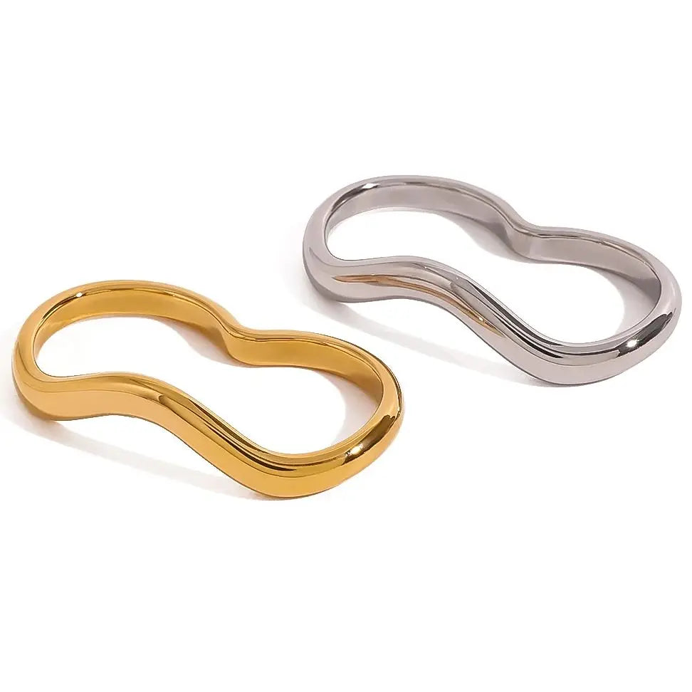 Gold Wave Double Ring