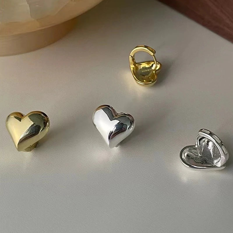 Heart Geometric Silver Earrings