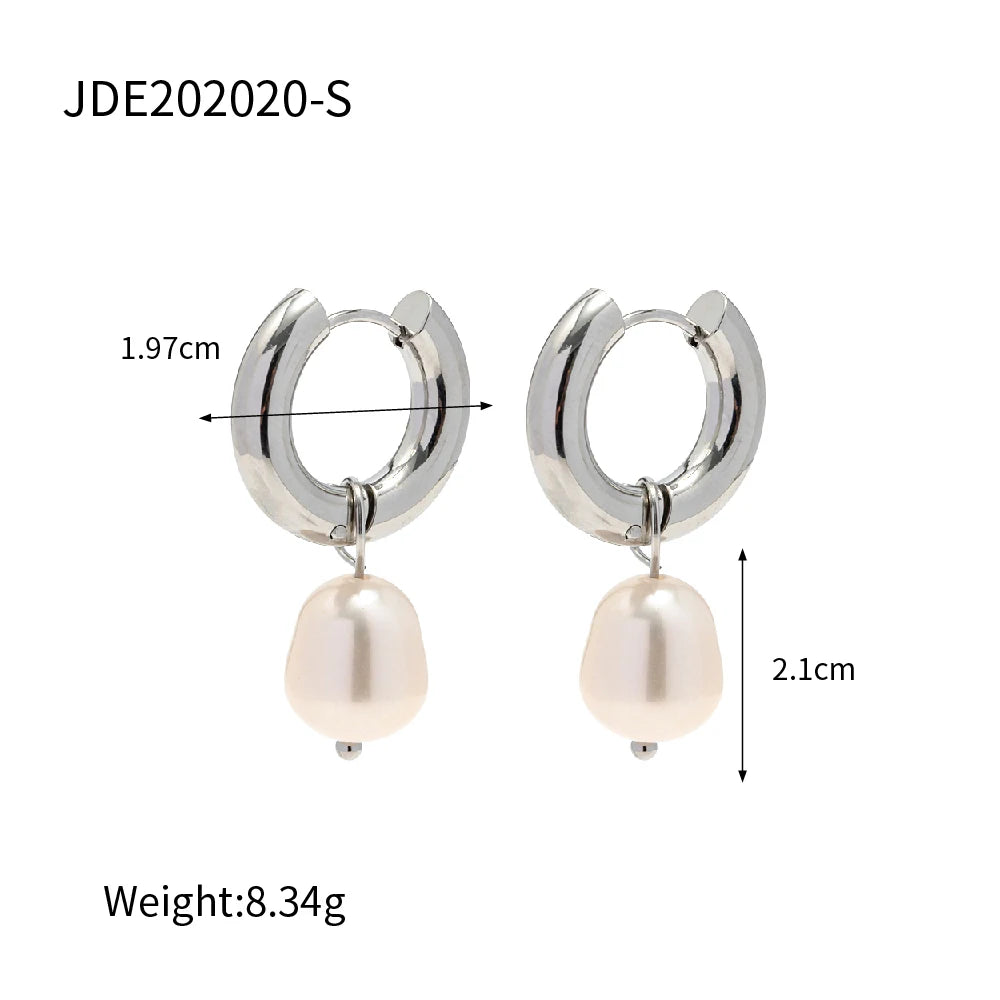 Gold Pearl Pendant Earrings