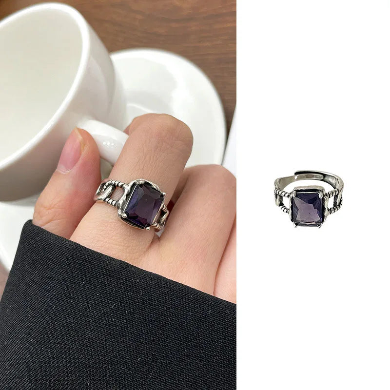 Silver Heart Geometric Ring