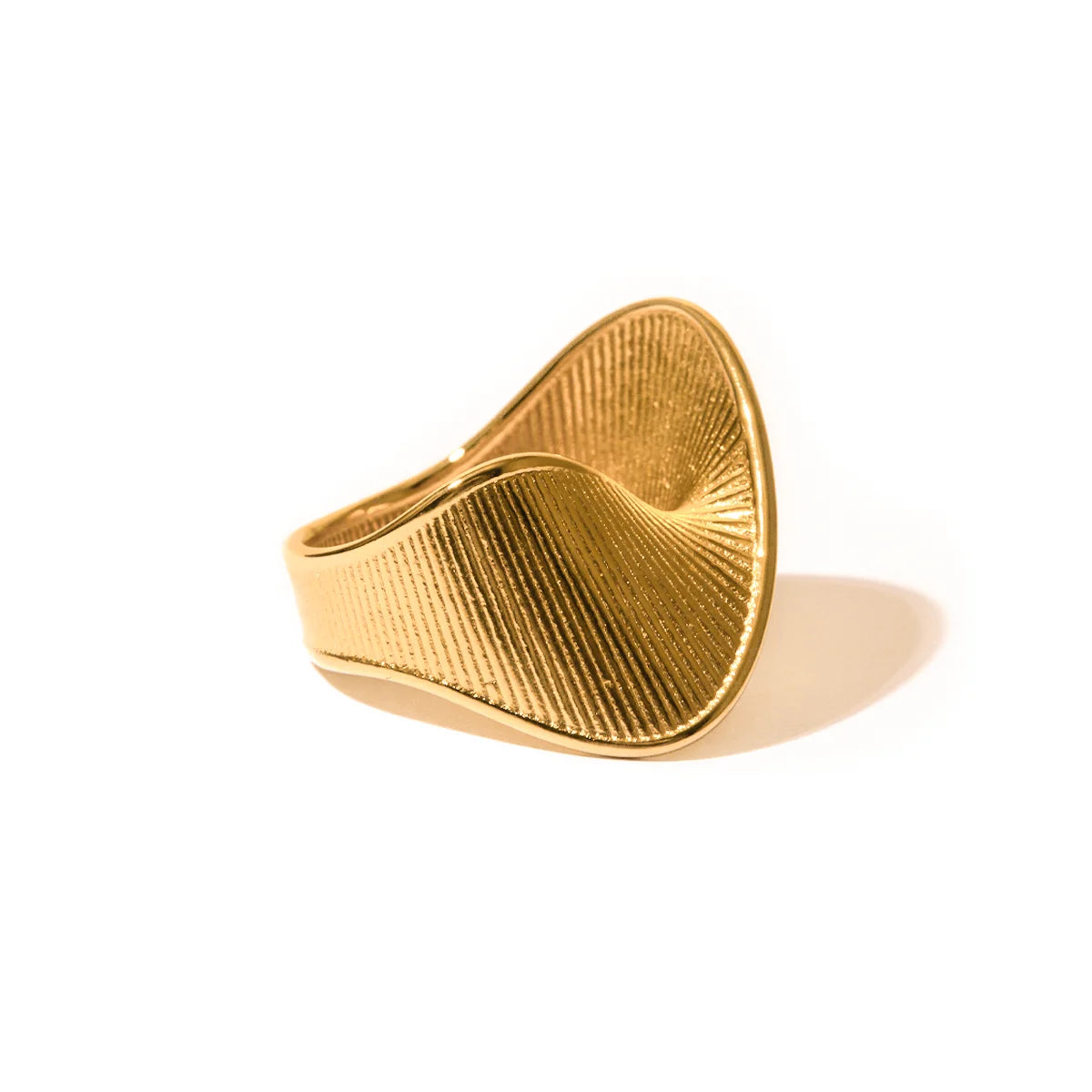 Textured Geometric Gold Ring