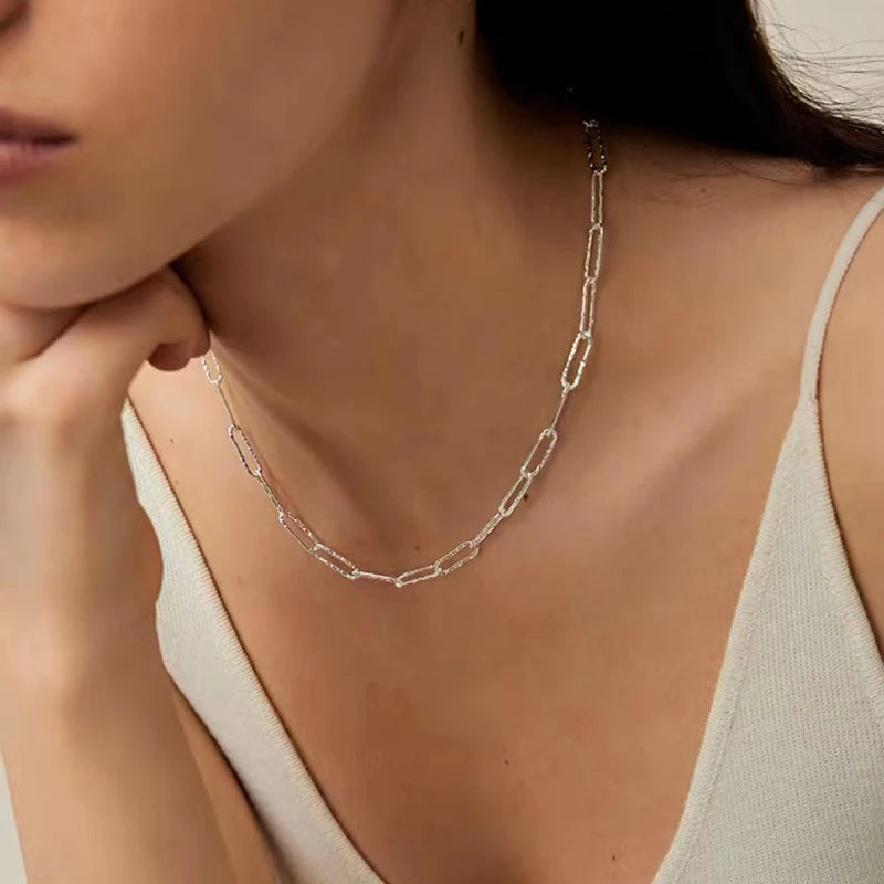 Geometric Silver Chain Choker