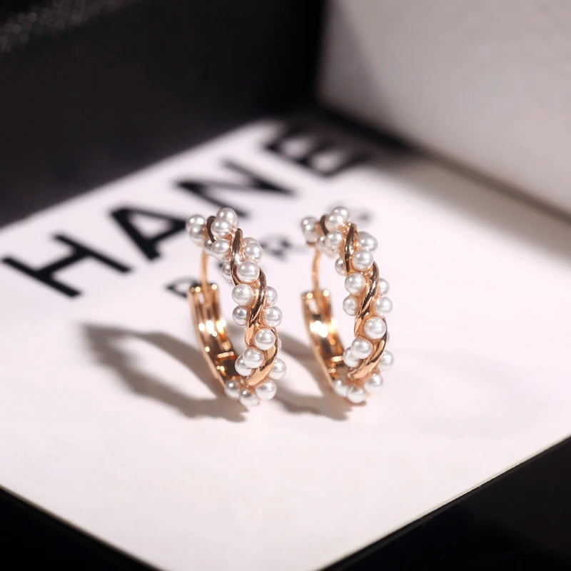 Curved Pearl Silver Earrings