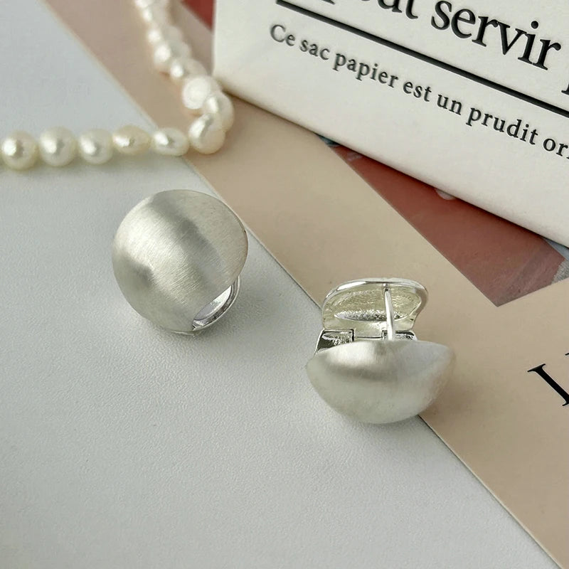 Frosted Round Silver Earrings
