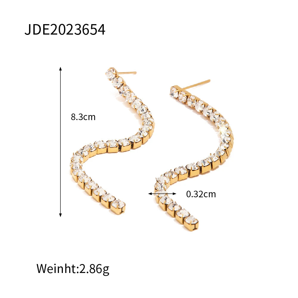 Shiny CZ Tassel Dangle Earrings