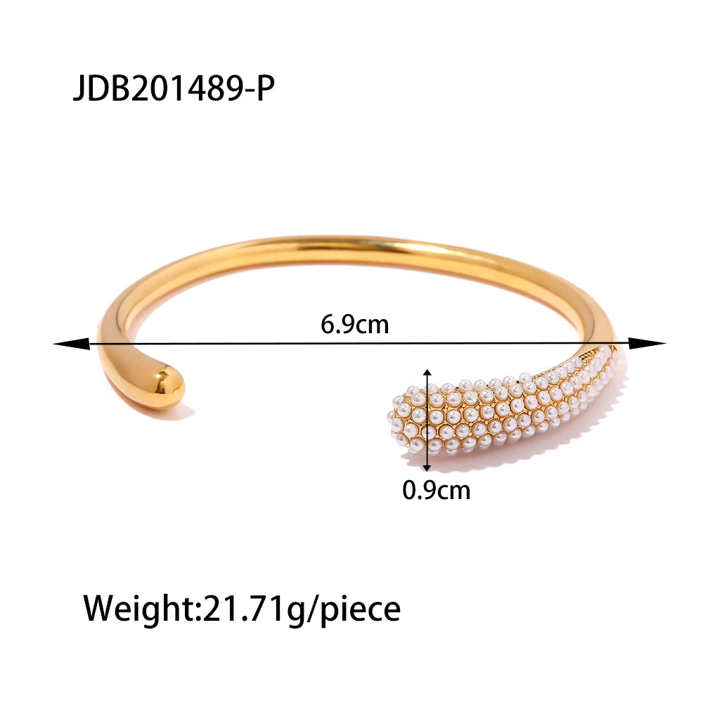 Colorful Cubic Zirconia Pearl Cuff Bracelet
