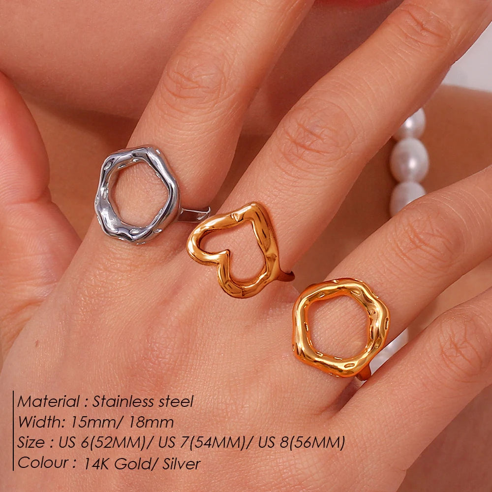 Openwork Heart Punk Ring