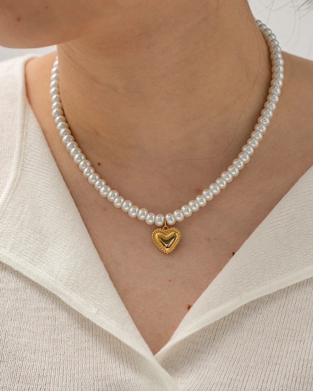 Luxury Glass Pearl Heart Necklace
