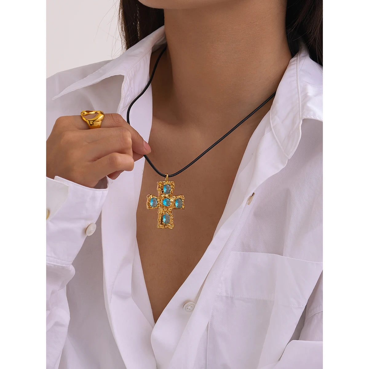 Zirconia Cross Pendant Necklace