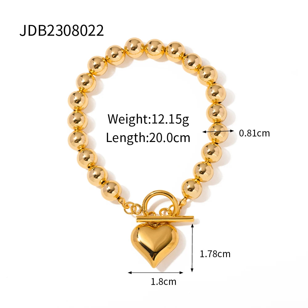 Heart Bead Bracelet & Necklace Set