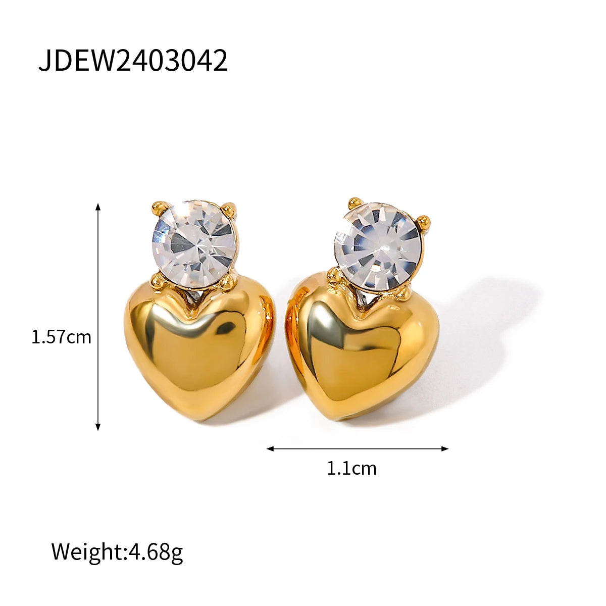 Gold Heart CZ Earrings