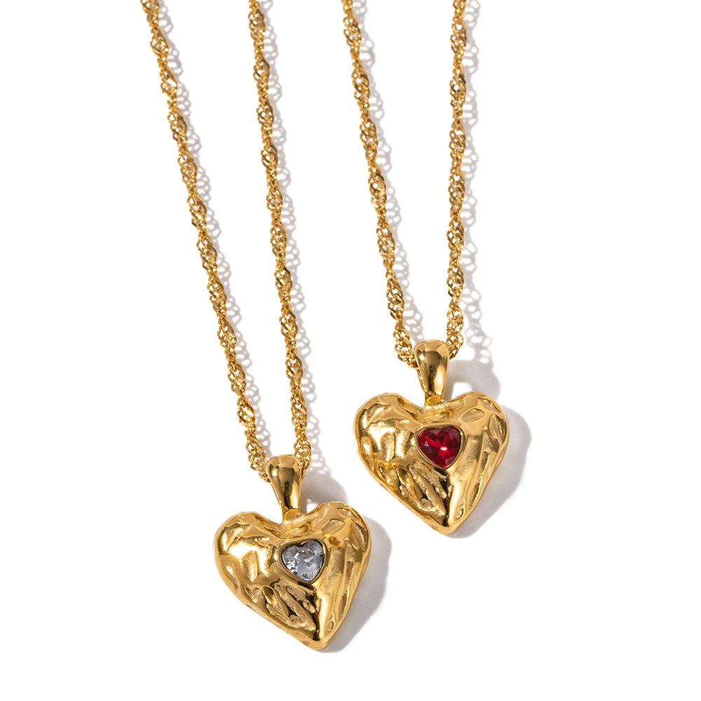 Cubic Zirconia Heart Pendant Necklace