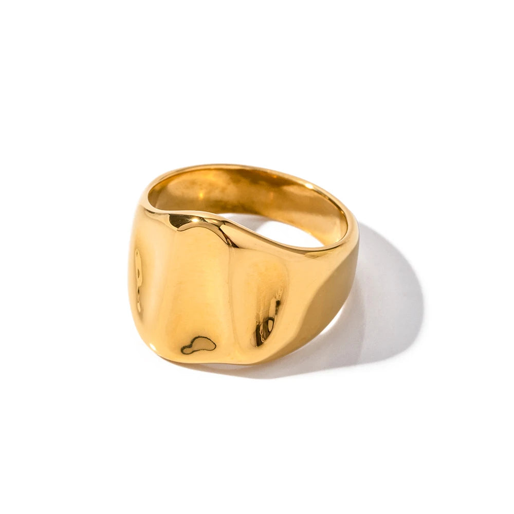 Hammered Wide Face Ring