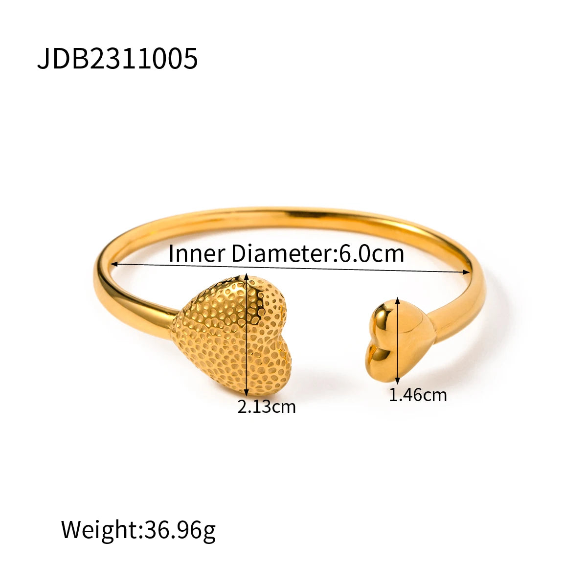 Hammer Pattern Love Asymmetric Bangle