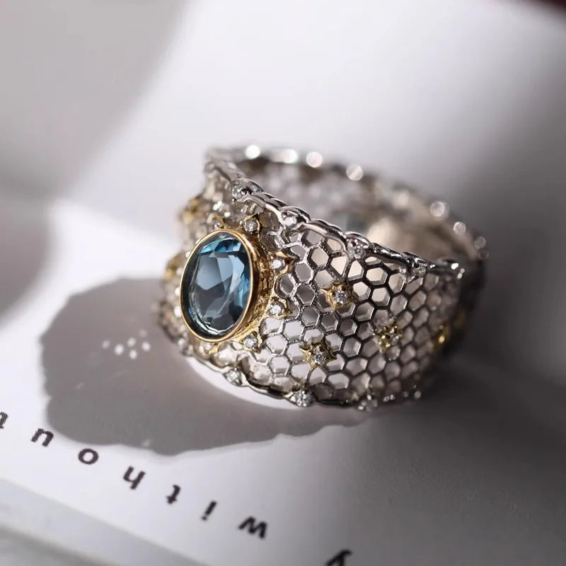 Topaz Lace Silver Ring