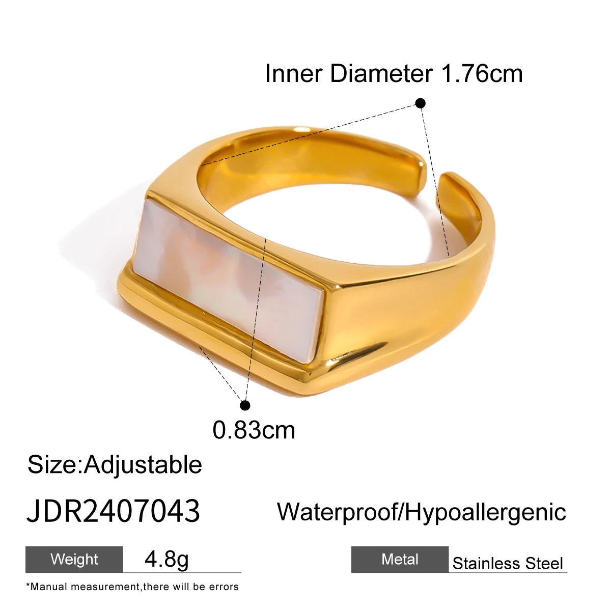 Gold Shell Geometric Ring