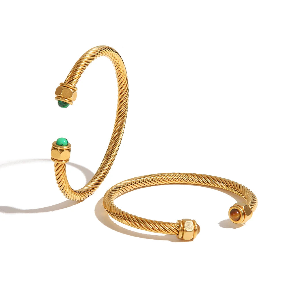 Natural Stone Gold Plated Bracelet