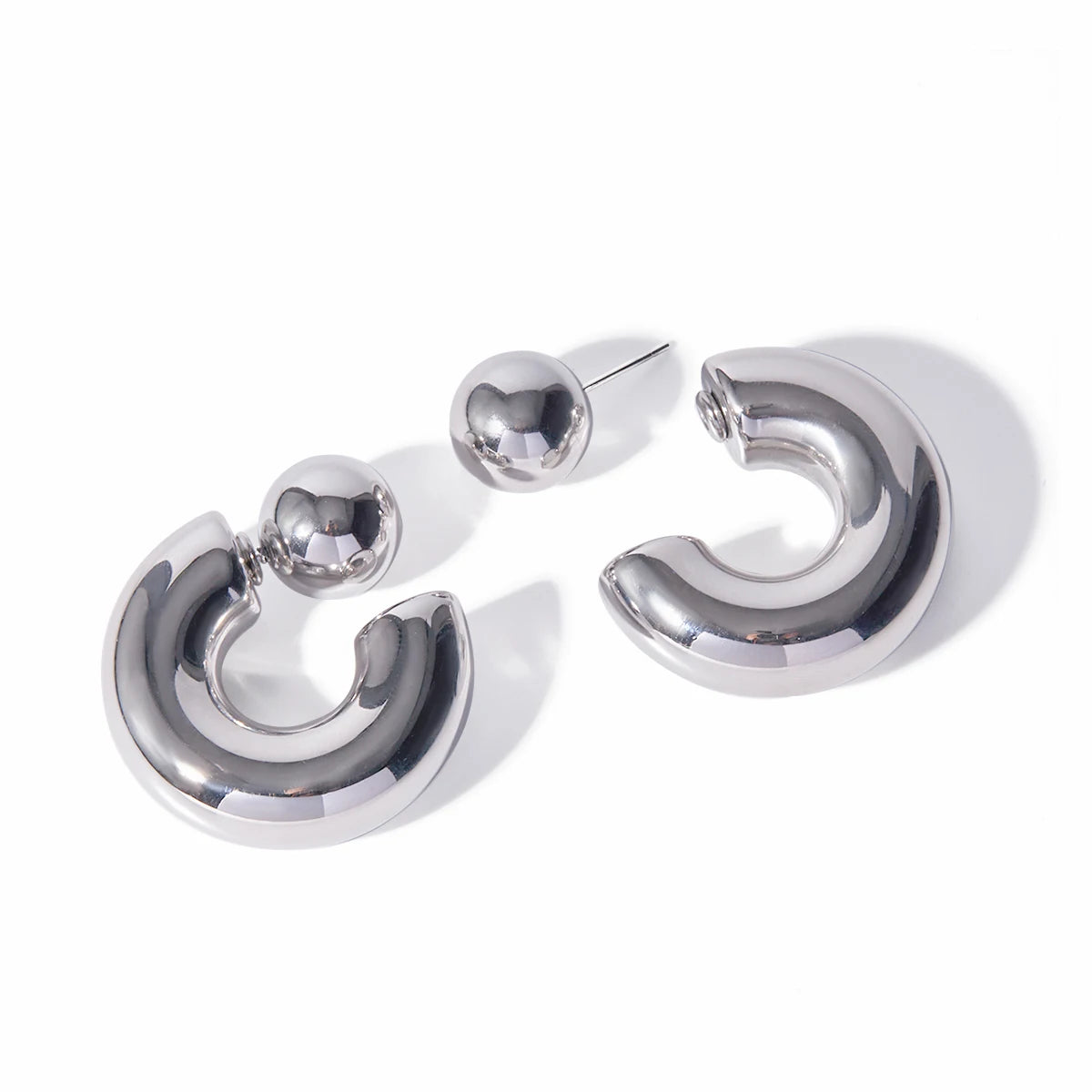 Reversible C-Shaped Chubby Earrings
