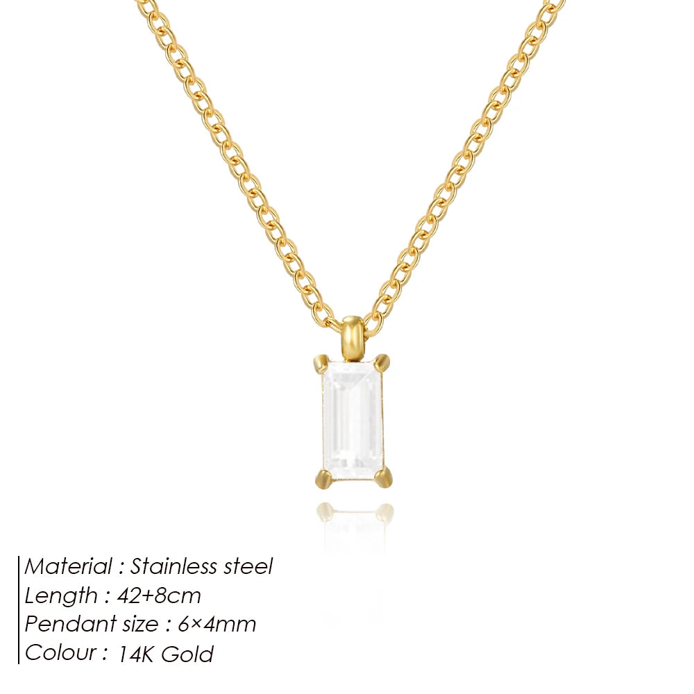 Gold-Plated Zirconia Pendant Necklace