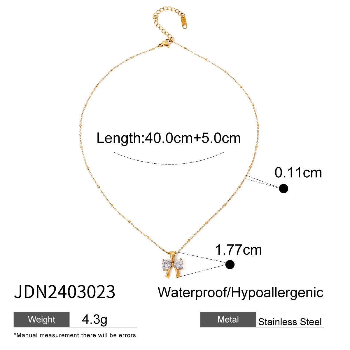 Cubic Zirconia Bow Necklace