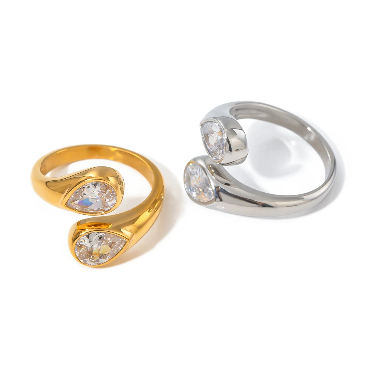 Teardrop Zirconia Openable Ring
