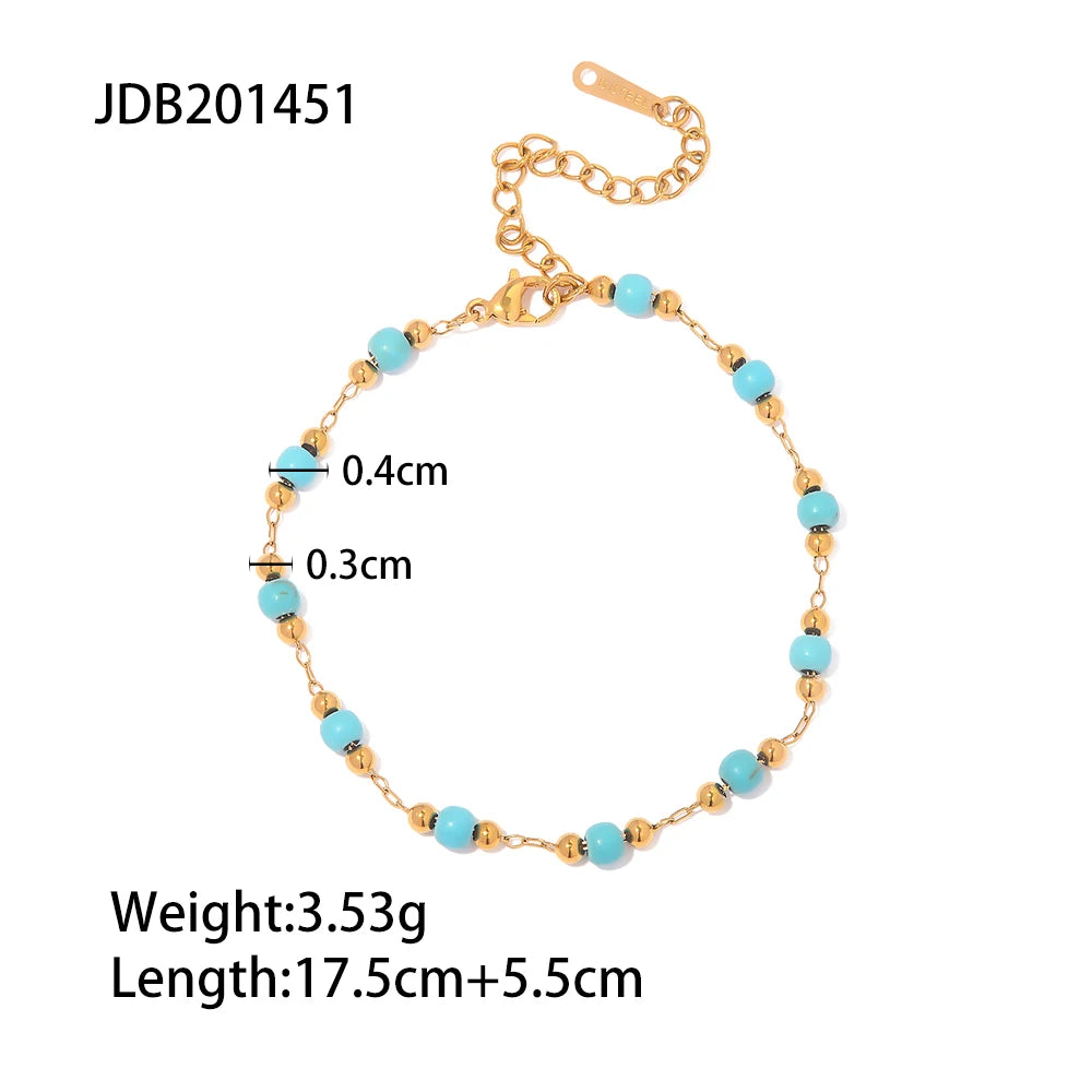 Turquoise Gold Plated Adjustable Bracelet