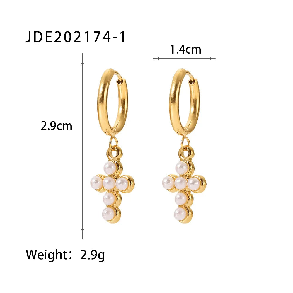 Gold Cross Dangle Earrings