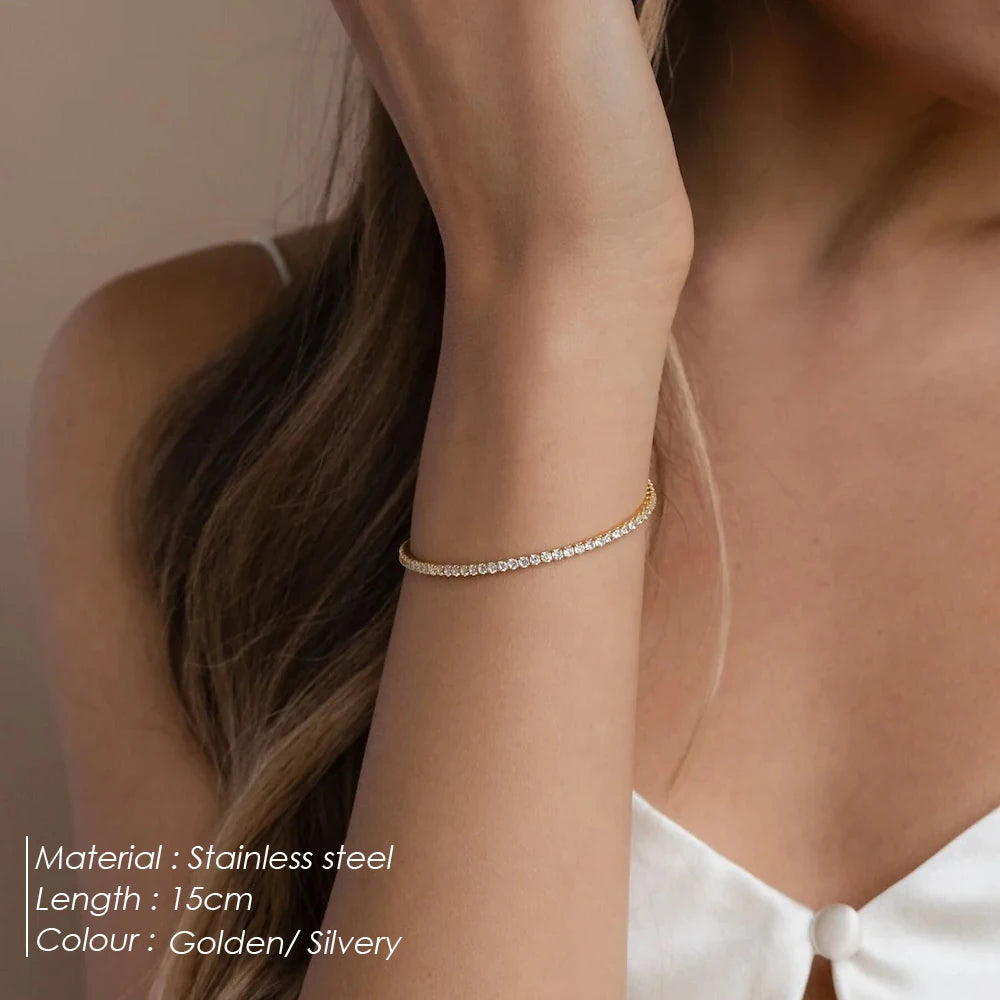 Gold Plated Sparkling Zirconia Bracelet