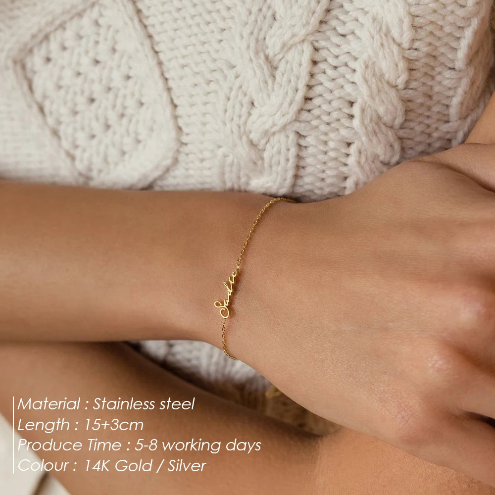 Personalized Gold Letter Name Bracelet