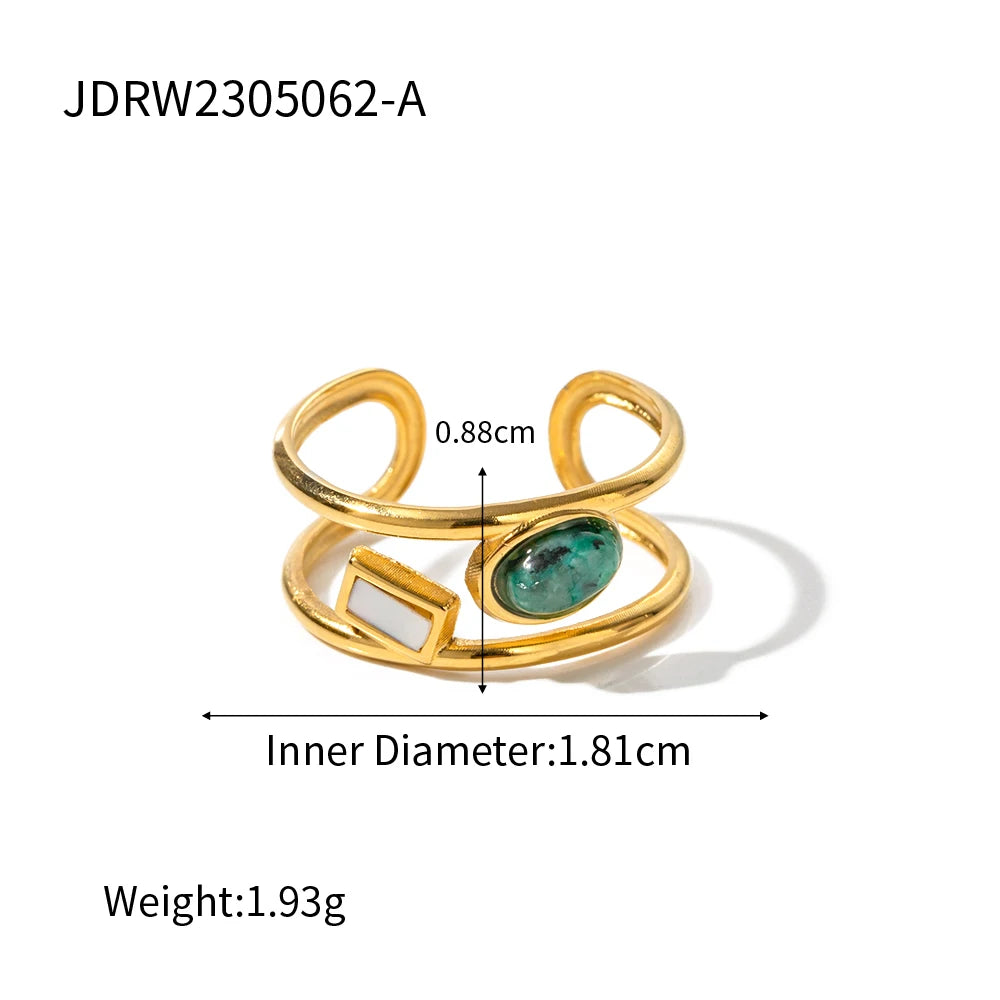 Gold Stone Double Layer Ring