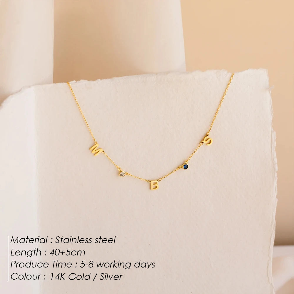 Customized Birthstone Alphabetical Necklace