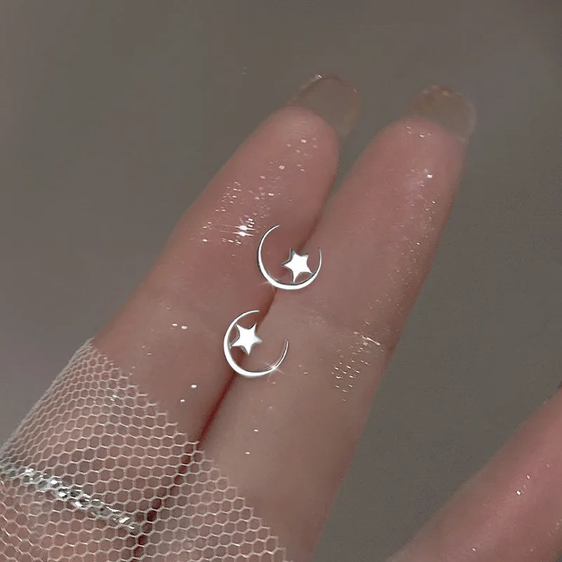 Moon & Star Silver Earrings