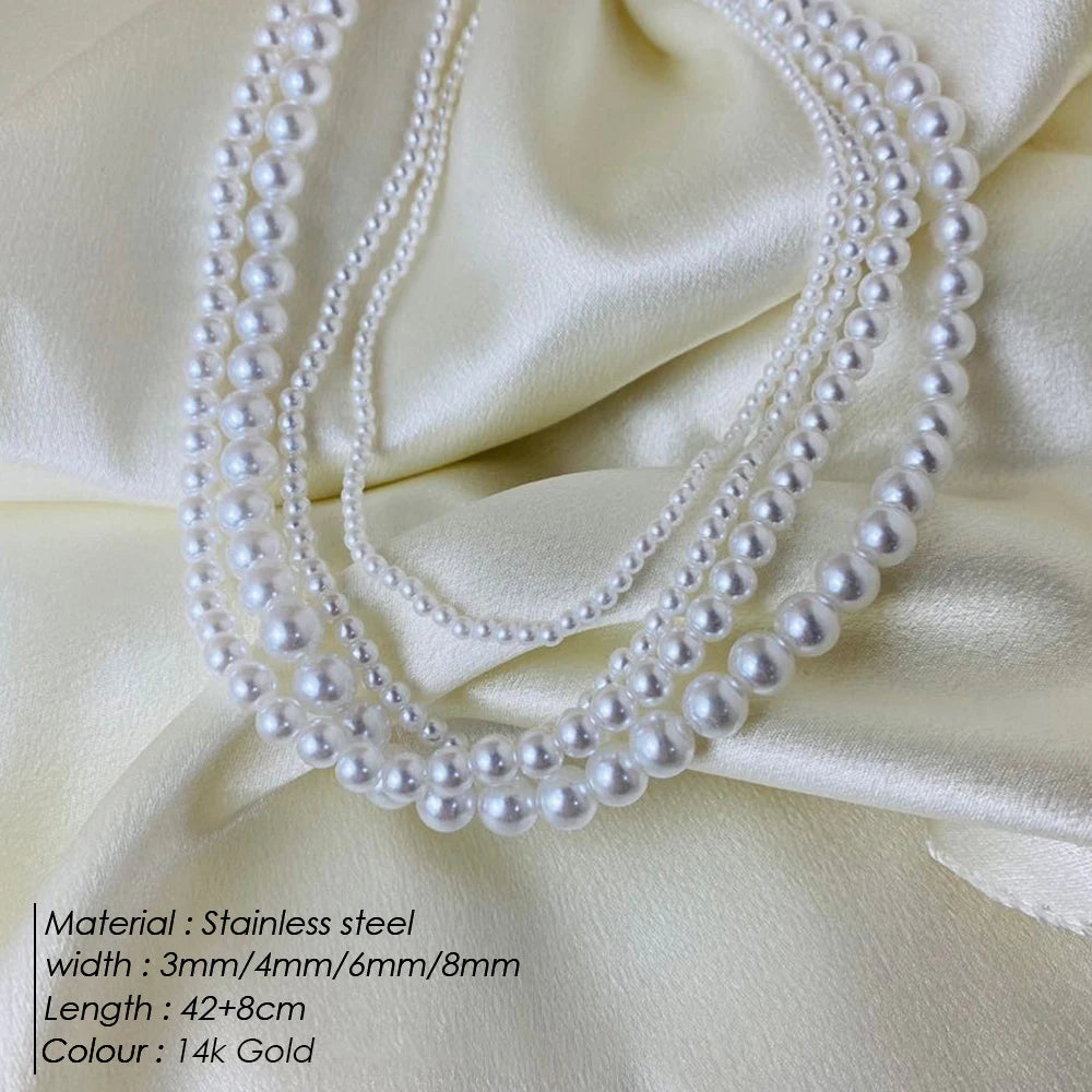 Multi-Size Pearl Necklace